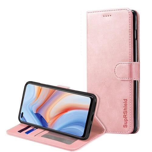 For Oppo Reno4 5G Case SupRShield Wallet Leather Flip Magnetic Stand Case Cover (Rose Gold)