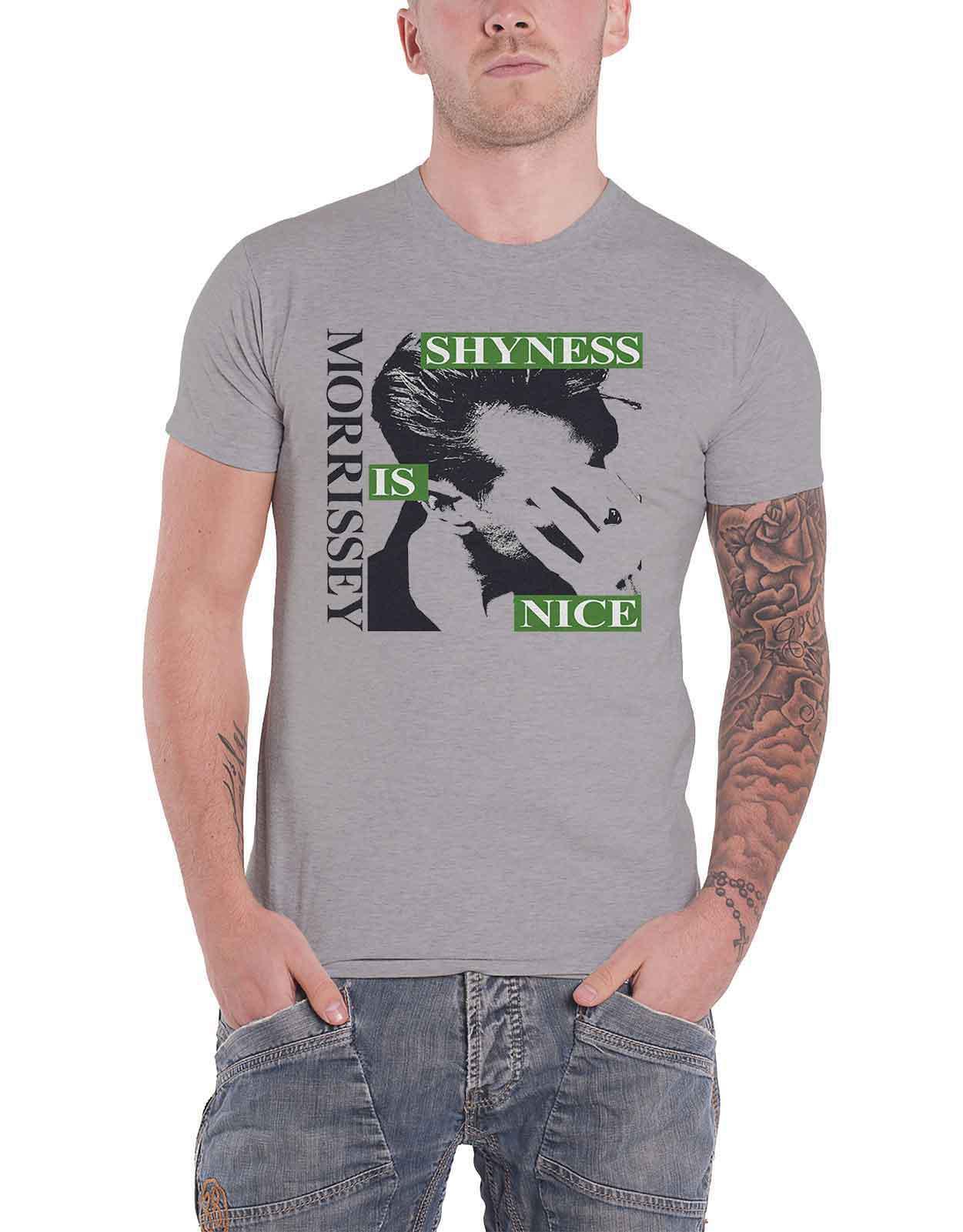 Morrissey T Shirt Shyness Is Nice Logo new Official Mens Grey