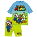 Super Mario Boys Short-Sleeved Swim Set (Blue/Green) (11-12 Years)
