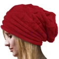 Women Winter Crochet Hat Wool Knit Beanie Warm Caps Red
