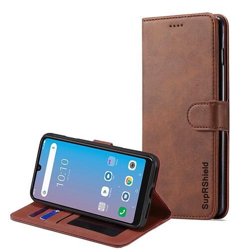 For Telstra Evoke Pro Case SupRShield Wallet Leather Flip Magnetic Stand Case Cover (Coffee)