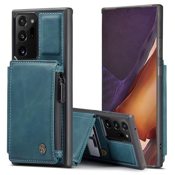 For Samsung Galaxy Note 20 Ultra CaseMe Back Zipper Wallet Case W/ 3 Card Slots, RFID Blocking, 1 Money Pocket, Credit Card Holder Leather Cover (Teal Blue)