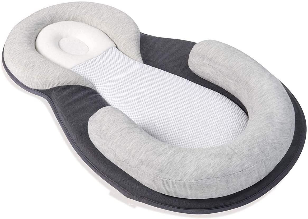 Newborn Lounger, Portable Baby Sleeping Bed with Positioner Pillow