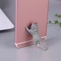 Creative Cartoon Cat Mobile Phone Sucker Novelty Fashion Universal Phone Bracket Desktop Stand (Grey Cat)
