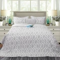 Ramesses Alena 4 Pieces Reversible Ultrasonic And Embossed Micro Flannel Comforter Set Queen-Silver