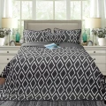 Ramesses Alena 4 Pieces Reversible Ultrasonic And Embossed Micro Flannel Comforter Set King-Charcoal