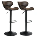 Costway 2x Dining Bar Stools Swivel Pub Chair Counter Stools Kitchen Leather Fabric Cafe Bistro Dining Gas Lift