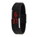 Silicone Rubber Gel Jelly Unisex LED Wrist Watch Bracelet Black