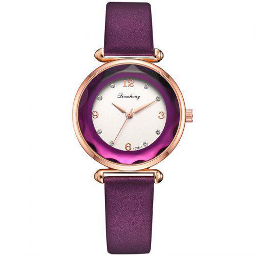 Xr3132 Fashion Rose Gold Framed Diamond Dial Casual Ladies Quartz Watch Viola Purple