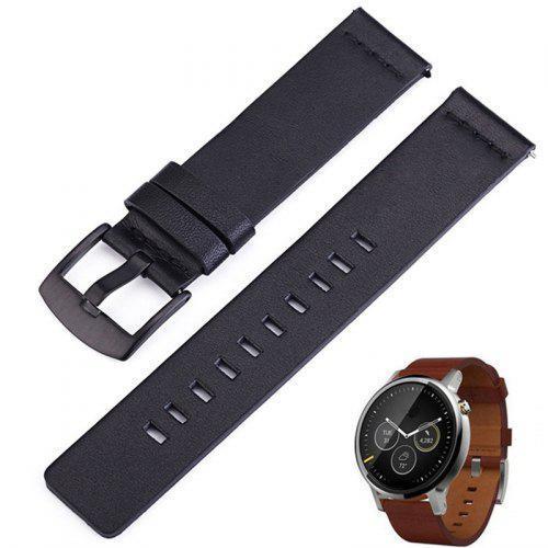 22MM Luxury Genuine Leather Watch Band Strap For Motorola Moto 360 2ND Gen Black