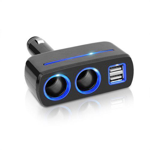Car Lighter Splitter Socket Plug USB Charger Black
