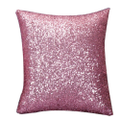 Decorative Glitzy Sequin and Comfy Satin Solid Throw Pillow Covers 18 Inch Square Pillow Case Pink