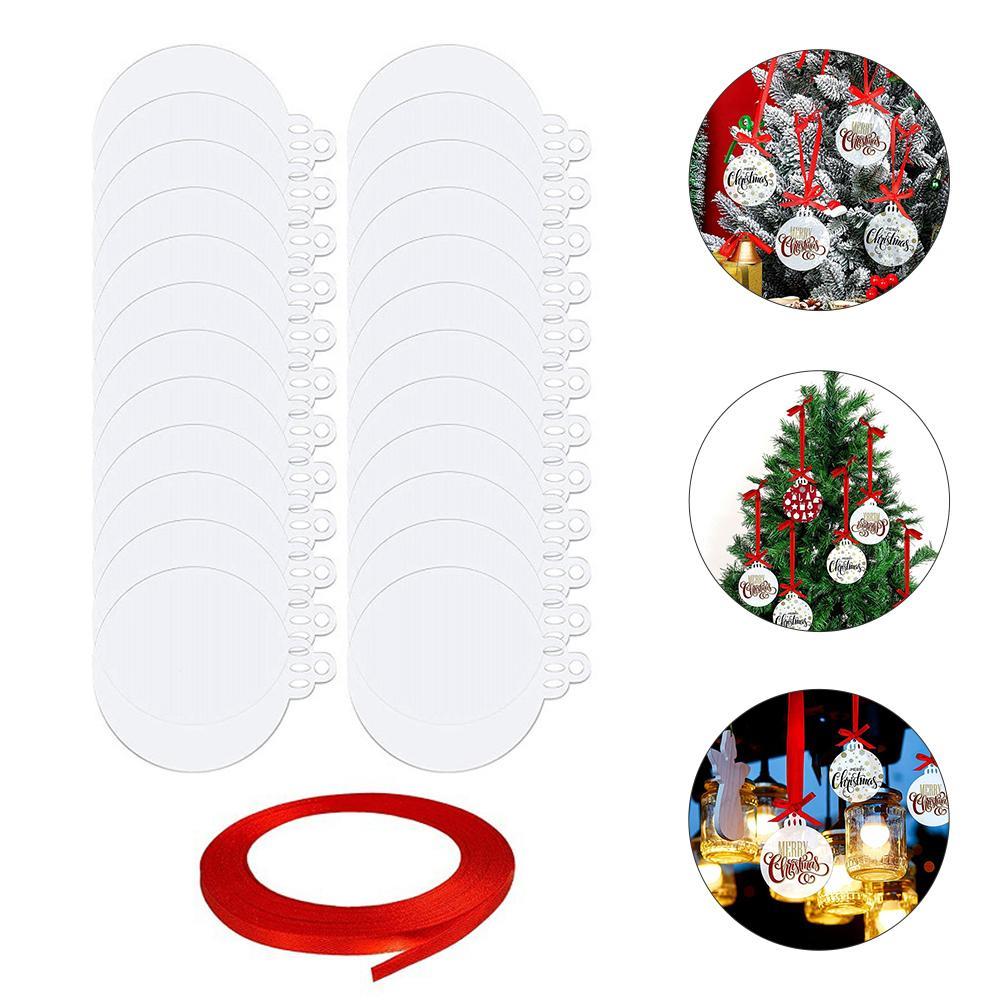 1 Set Durable Creative Acrylic Blank Hanging Ornament Christmas Tree Pendant Christmas DIY Blank Decor