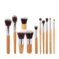 Professional Makeup Brush Set, 11-Pc Set with Comfortable Wood Handles Great for Precision Makeup, Contouring