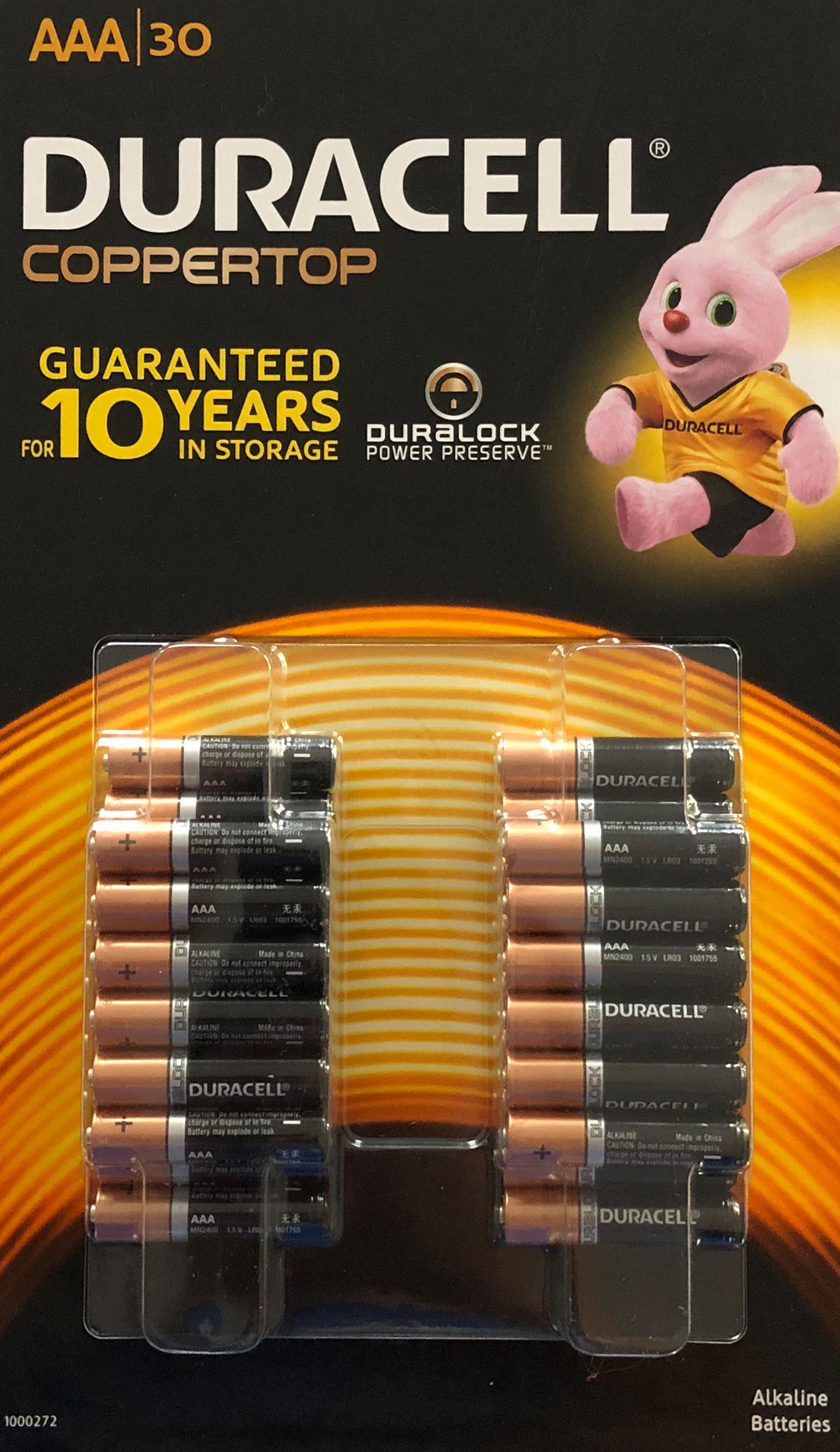 Duracell duralock Alkaline Batteries AAA 30 pack