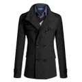 GoodGoods Men Double Breasted Jacket Winter Outwear Trench Coat Overcoat Casual Outdoor Warming(Black,L)