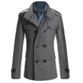 GoodGoods Men Double Breasted Jacket Winter Outwear Trench Coat Overcoat Casual Outdoor Warming(Grey,M)