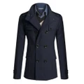 GoodGoods Men Double Breasted Jacket Winter Outwear Trench Coat Overcoat Casual Outdoor Warming(Navy Blue,L)