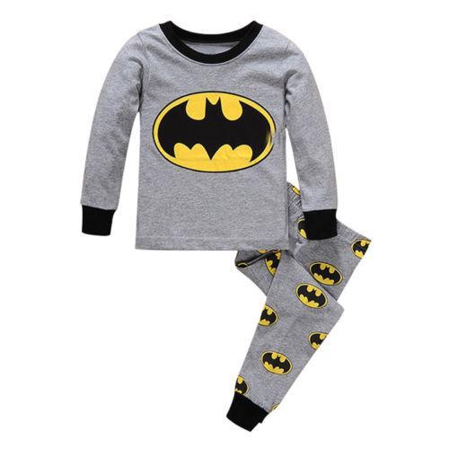 GoodGoods Kids Boys Girls Pajamas Set Long Sleeves Pants Superhero Spiderman Cosplay Cosplay Gifts(Gray Batman,6M-12M)