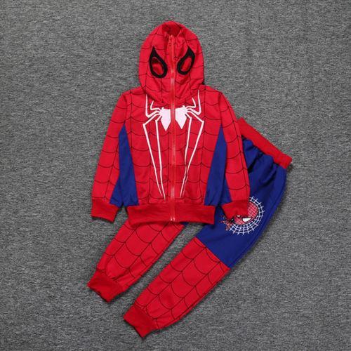 GoodGoods Kids Children Boy Spiderman Clothes Hoodie Long Sleeve Top Jogger Pants Suit Set Sportswear Cosplay(Blue,7-8Years)