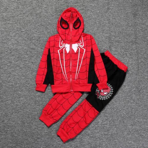 GoodGoods Kids Children Boy Spiderman Clothes Hoodie Long Sleeve Top Jogger Pants Suit Set Sportswear Cosplay(Black,4-5Years)