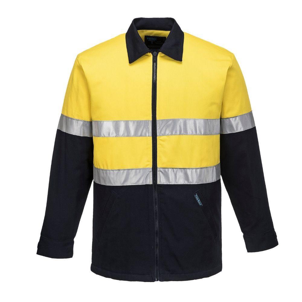 Quilt Padded Cotton Drill Jacket - Yellow/Navy, 3XLarge