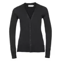 Russell Collection Ladies/Womens V-neck Knitted Cardigan (Black) (L)