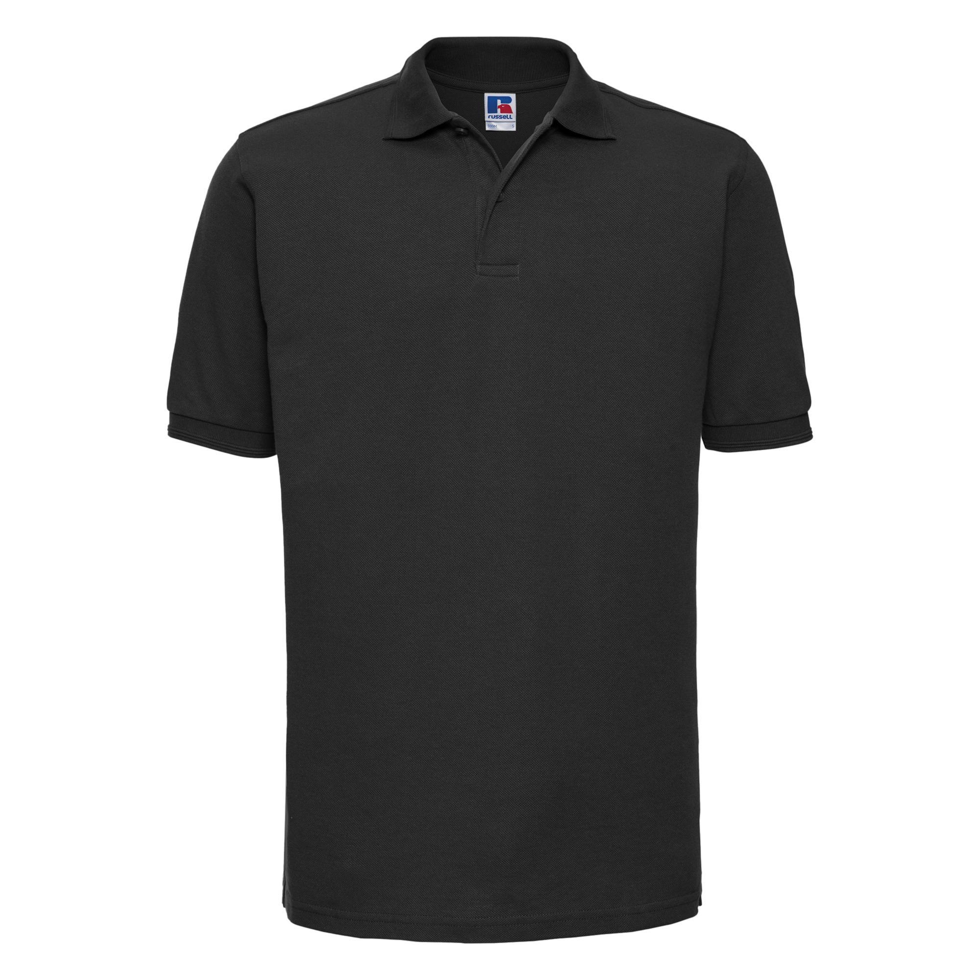Russell Mens Ripple Collar & Cuff Short Sleeve Polo Shirt (Black) (2XL)