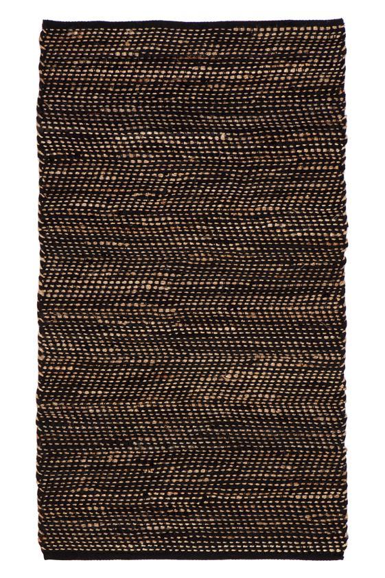 150x240 cm Jute Rug, Black and Natural Floor Rug, Modern Natural Fibre Area Rug Ibis Black