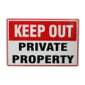 2x Warning Keep Out Sign 200x300mm Metal Private Property Home Safe Notice