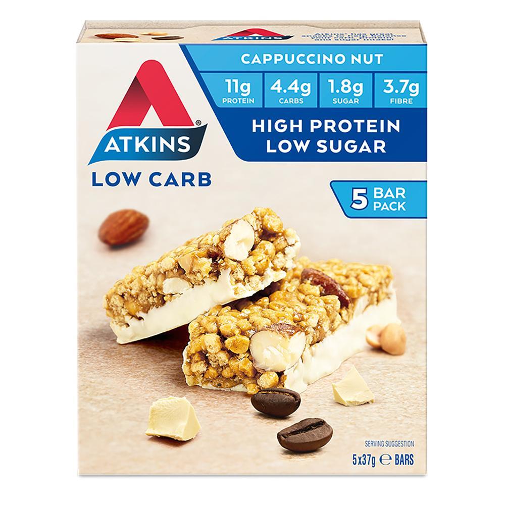5pc Atkins Low Carb 37g Day Break Protein Bar Healthy Diet Snack Cappuccino Nut