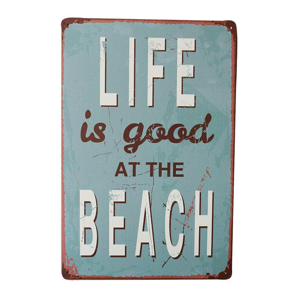 3xtin Sign Life Is Good At Beach 200x300mm Vintage Metal Decor Plaque