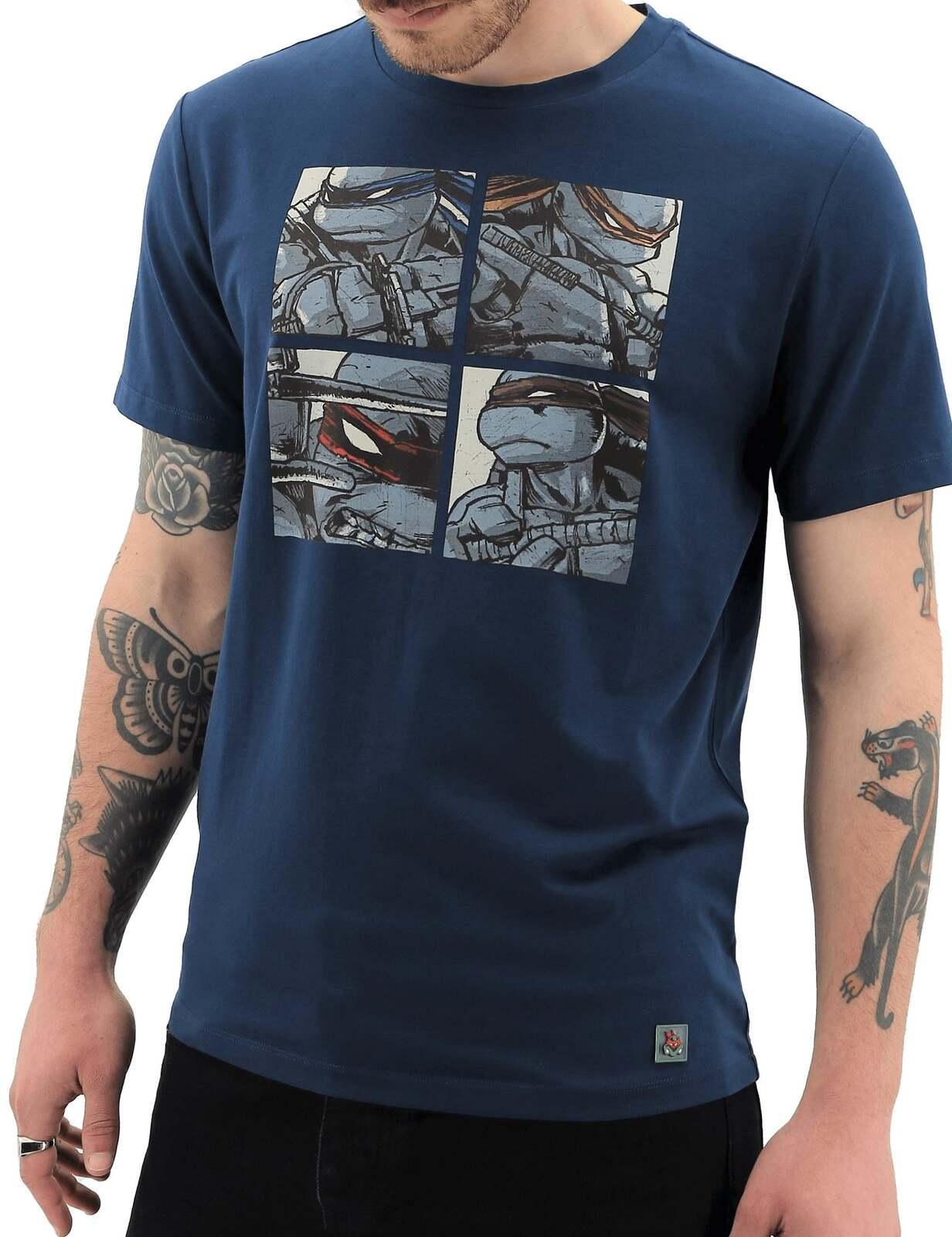 Teenage Mutant Ninja Turtles Mens T Shirt Tee Top Cowbunga - Navy - M