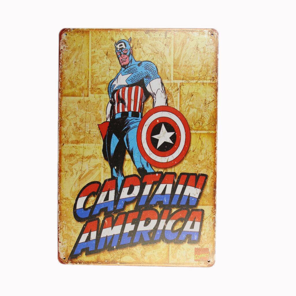 2x Tin Sign Captain America Sprint Drink Bar Whisky Rustic Look