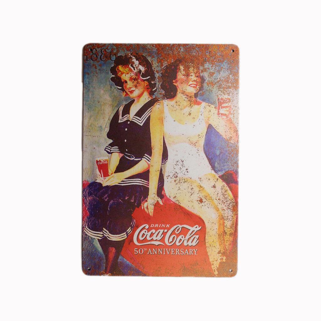 3x Tin Sign Cocacola 50th Sprint Drink Bar Whisky Rustic Look
