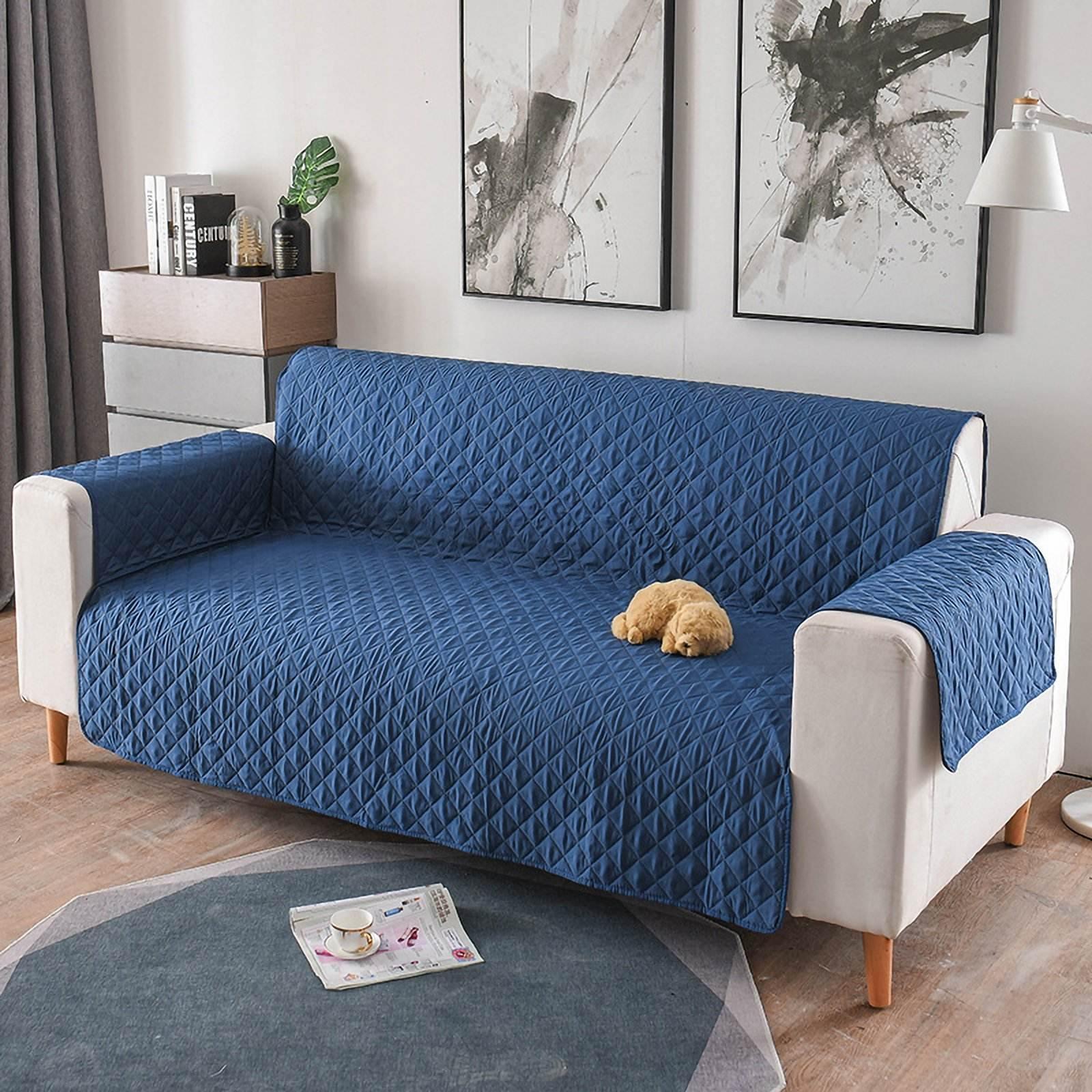 Sofa Cover Quilted Couch Covers Lounge Pet Protector Slipcovers Blue