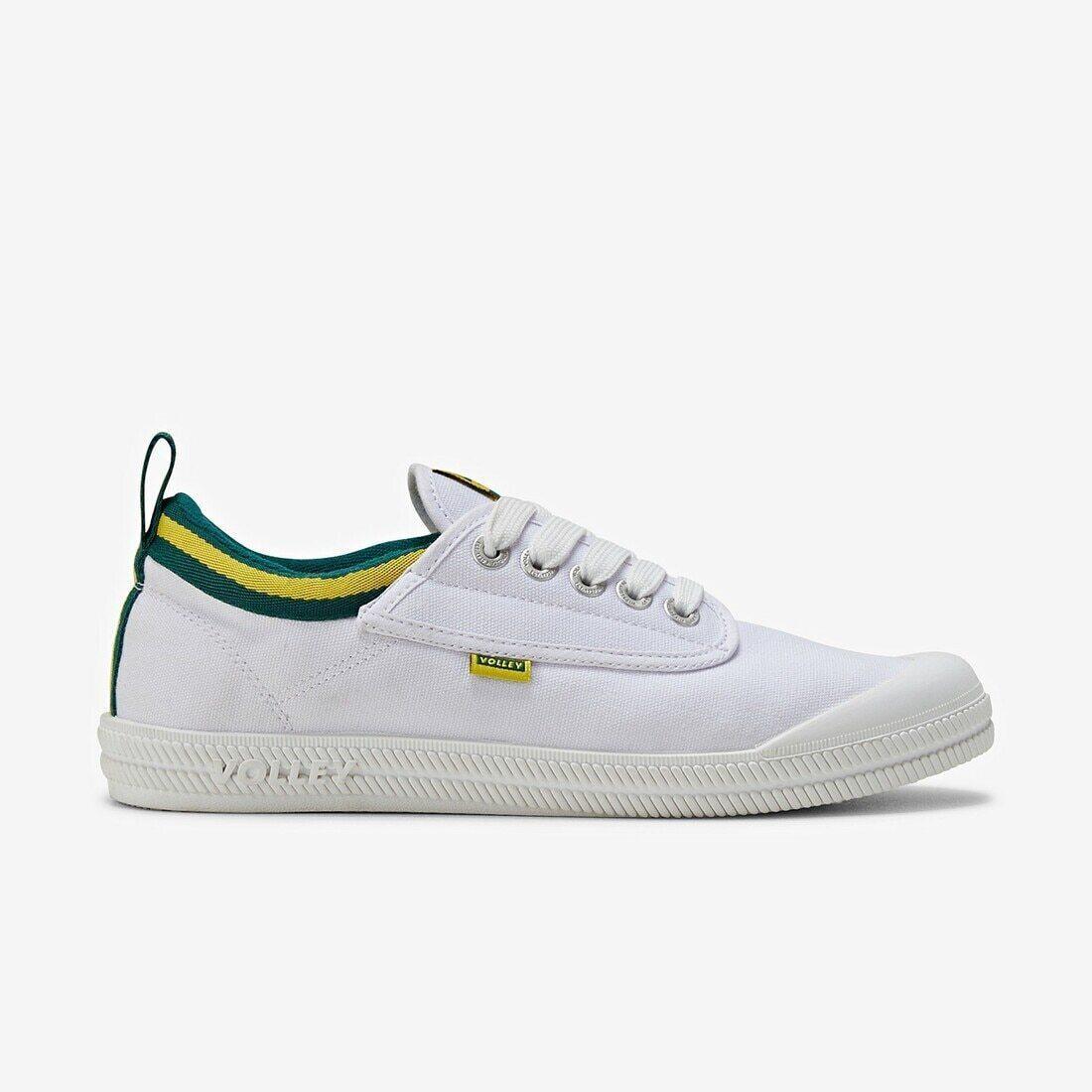 Dunlop Volleys International Volley Low Canvas Casual Mens Shoes Sneakers - White/Green/Gold - Mens US6/EU39/UK5