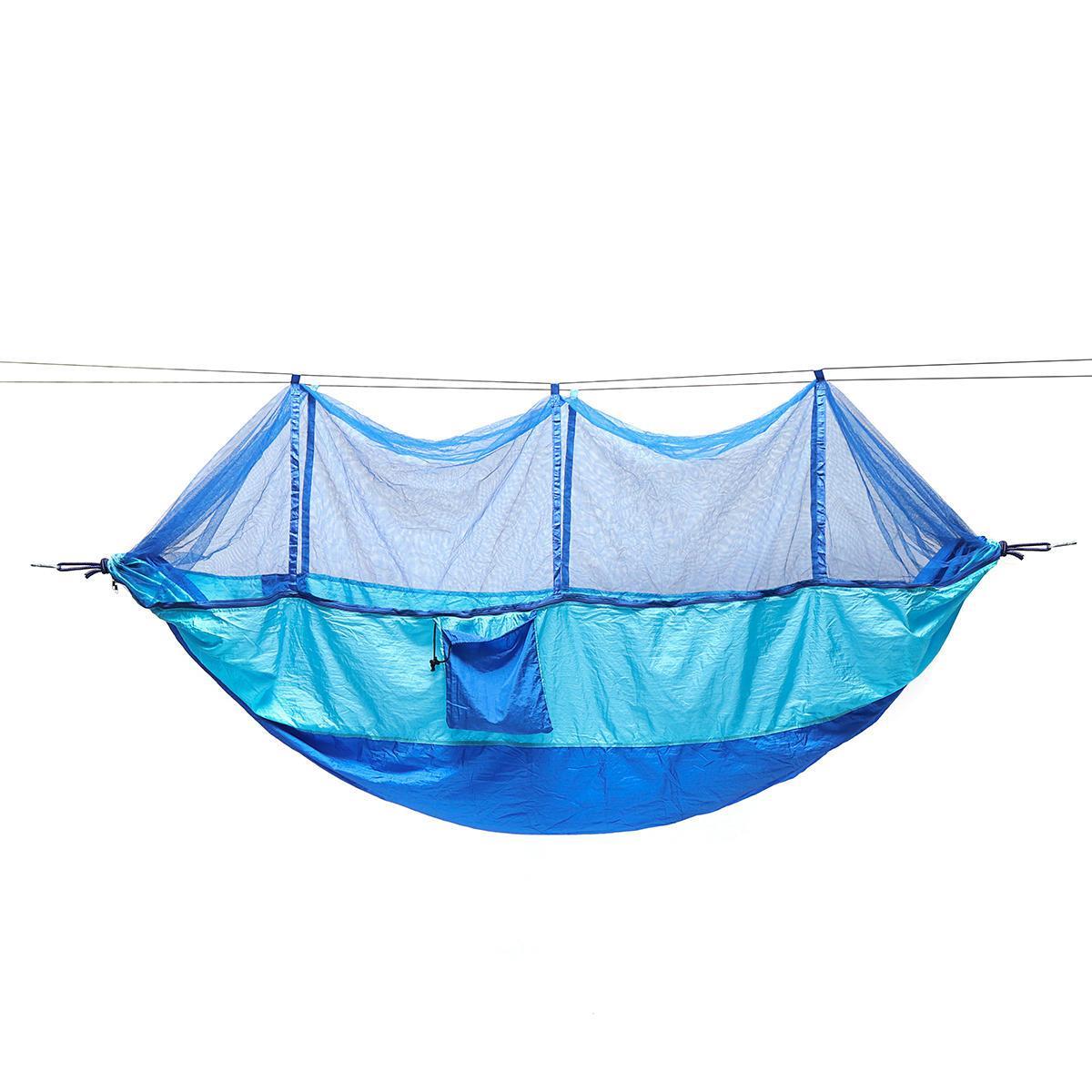 Outdoor Double 2 People Hammock Camping Tent Hanging Swing Bed With Mosquito Net BLUE SKY BLUE SPELL