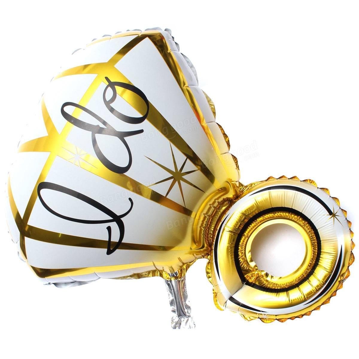 6Pcs Big Diamon Ring shape Aluminum Foil Balloon I DO Balloons Proposal Valentine Wedding Party Decoration