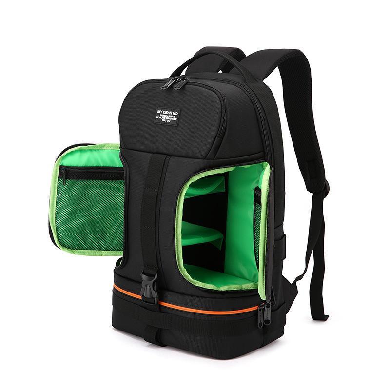 Side Open Travel Carry Camera Bag Backpack for Canon for Nikon DSLR Camera Tripod Lens Flash Tablet Laptop Pad GREEN