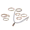 2 Set of Gold Silver Plated Rings Women Tassels Bracelets Jewelry Set