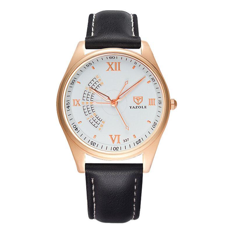 337 Creative Dial Simple Business Style Fashion Leather Waterproof Quartz Watch