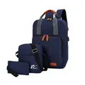 3 Pcs Backpack 21inch Laptop Bag USB Charging Anti-theft Cross body Bags Camping Travel Handbag Pen Bag BLUE