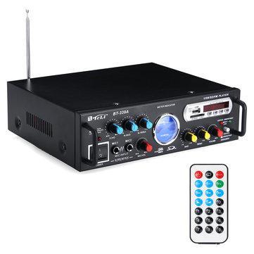 220V/12V HiFi Audio Power Amplifier Remote Control Support FM USB SD Card bluetooth