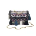 Women Ring Handle Straw Bag Pouch Rattan Messenger Handbag Beach Tote Outdoor Travel BLUE