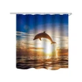 Dolphin Pattern Shower Curtain Waterproof Fabric Bath Accessory 3D Printing Ocean Curtain for Bathroom Green