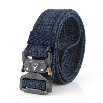 125cm TB16 3.8cm Thicken Nylon Tactical Belt Metal Quick Release Military Army Fan Leisure Camping Pants Canvas Fabric Belt TB13 BLUE-BLACK