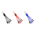 3PCS Multifunctional 3 In 1 Portable Keychain Luminous LED Light 1 Drag 3 Data Cable Suitable for Mobile Phones