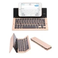 Bluetooth Folding Keyboard 3 System Universal Mobile Phone Tablet Aluminum Folding Wireless Keyboard-Gold