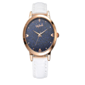 Creative Stainless Steel and Leather Casual Quartz Watch Fashion Trend Cute Student Shiny Quartz Watch-White